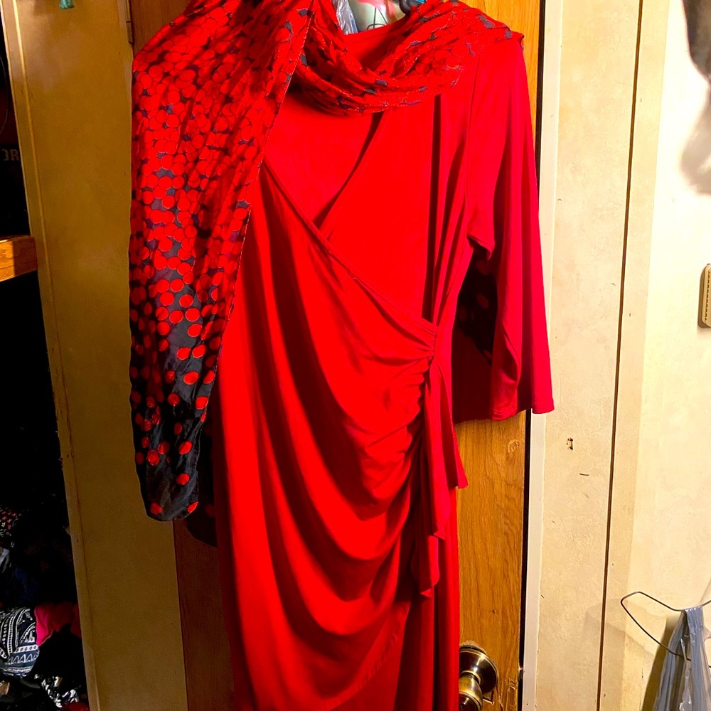 Beautiful red evening dress above knee length half sleeve